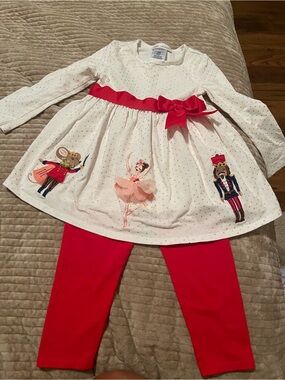 Bonnie Jean White & Red Nutcracker Appliqué Tunic Set